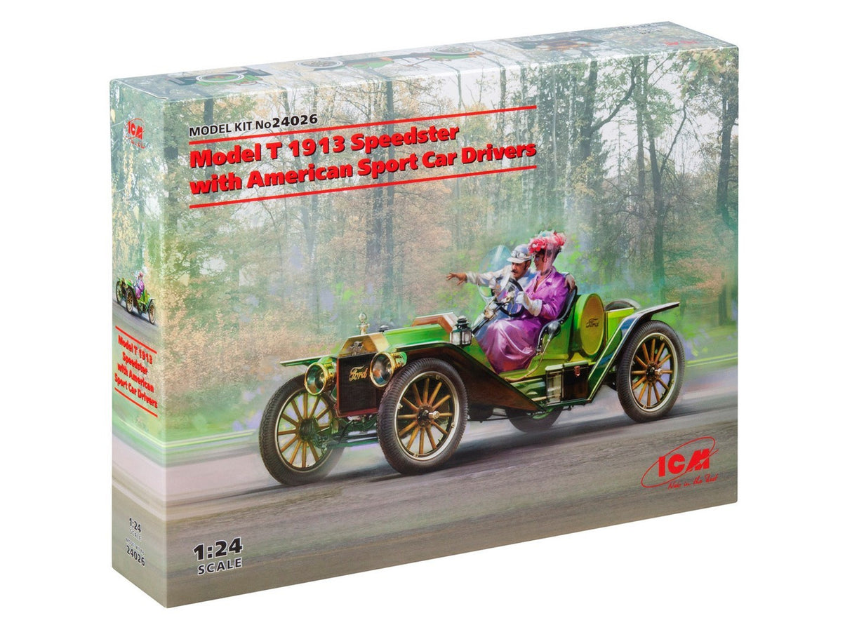ICM 1/24 Model T 1913 Speedster with 2 American Sport Car Driver Figures Kit ICM24026