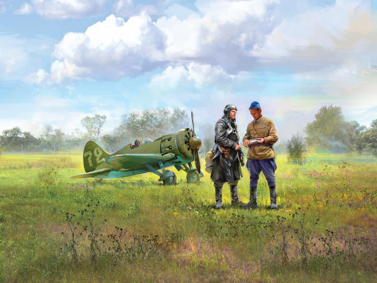 I-16 Type 24 with 3 Soviet Pilot Figures (1939-1942)