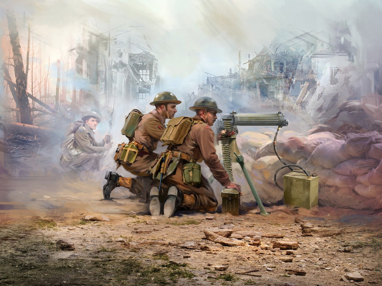 WWII British Vickers MG Crew (Vickers MG & 2 Figures)