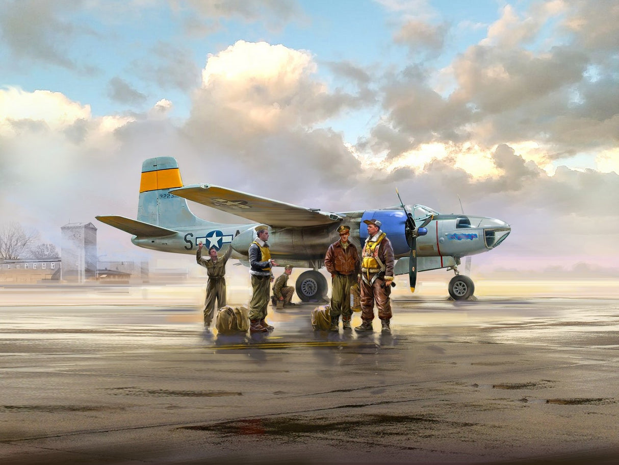 A-26C-15 Invader with Pilots & Ground Personnel 5 Figures