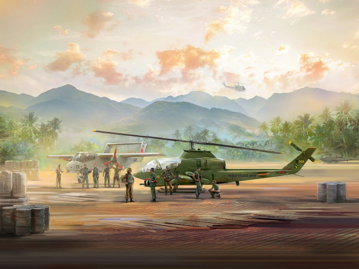 Cobra AH-1G & Bronco OV-10A Helicopters with U.S. Pilots & Ground Personnel (9 Figures)