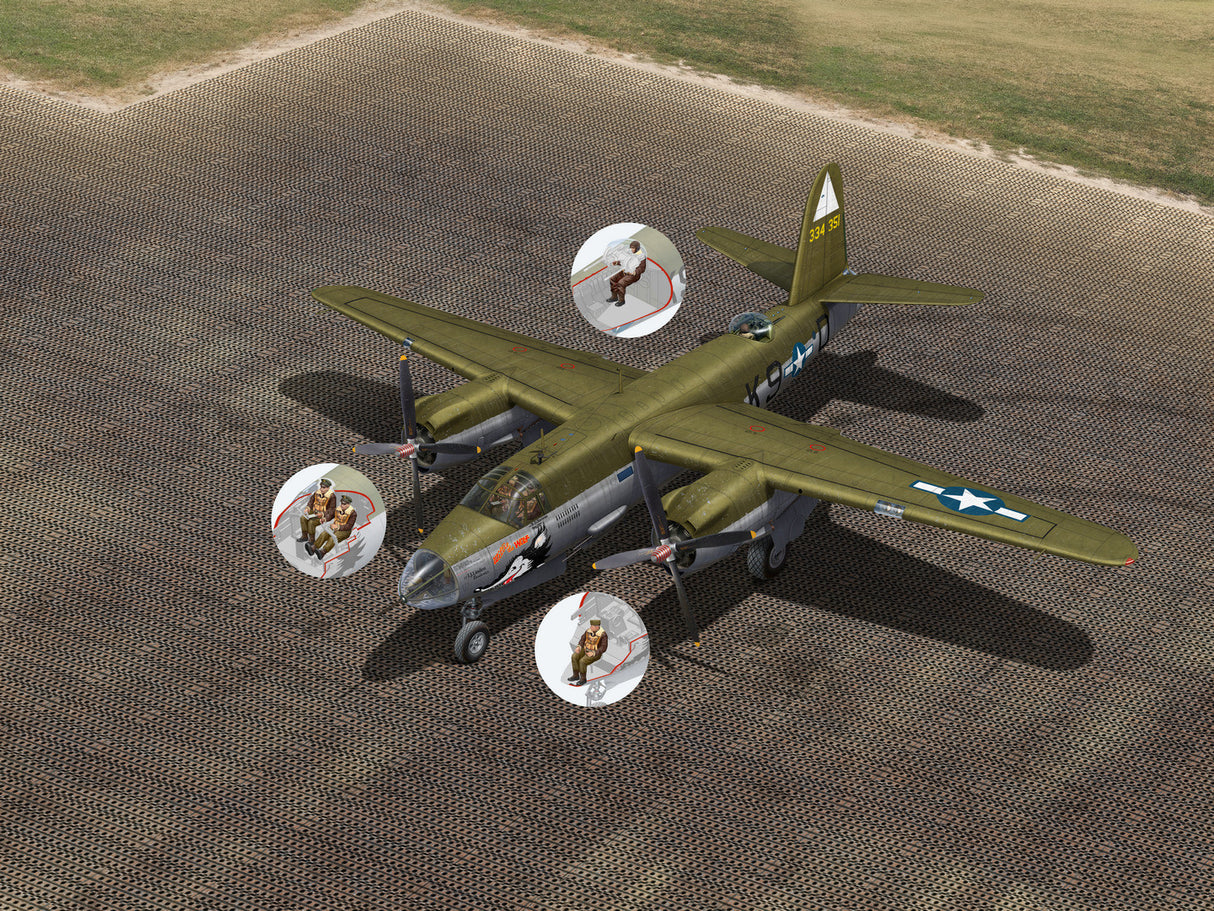 ICM 1/48 Airfield of the American Bomber Group (B-26G Marauder with Crew & Landing Mat) ICM48327