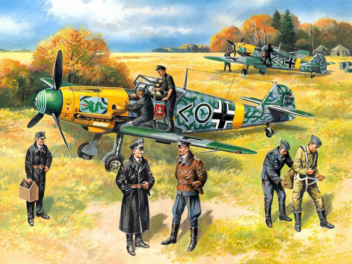 Bf 109F-2 with German Pilots & Ground Personnel (7 Figures)
