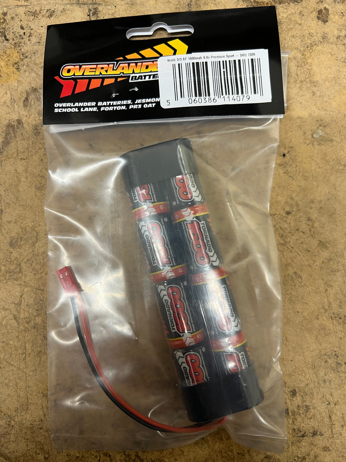 Nimh 2/3 AF 1600mah 9.6v Premium Sport FITTED WITH RED JST - SKU 1326JST