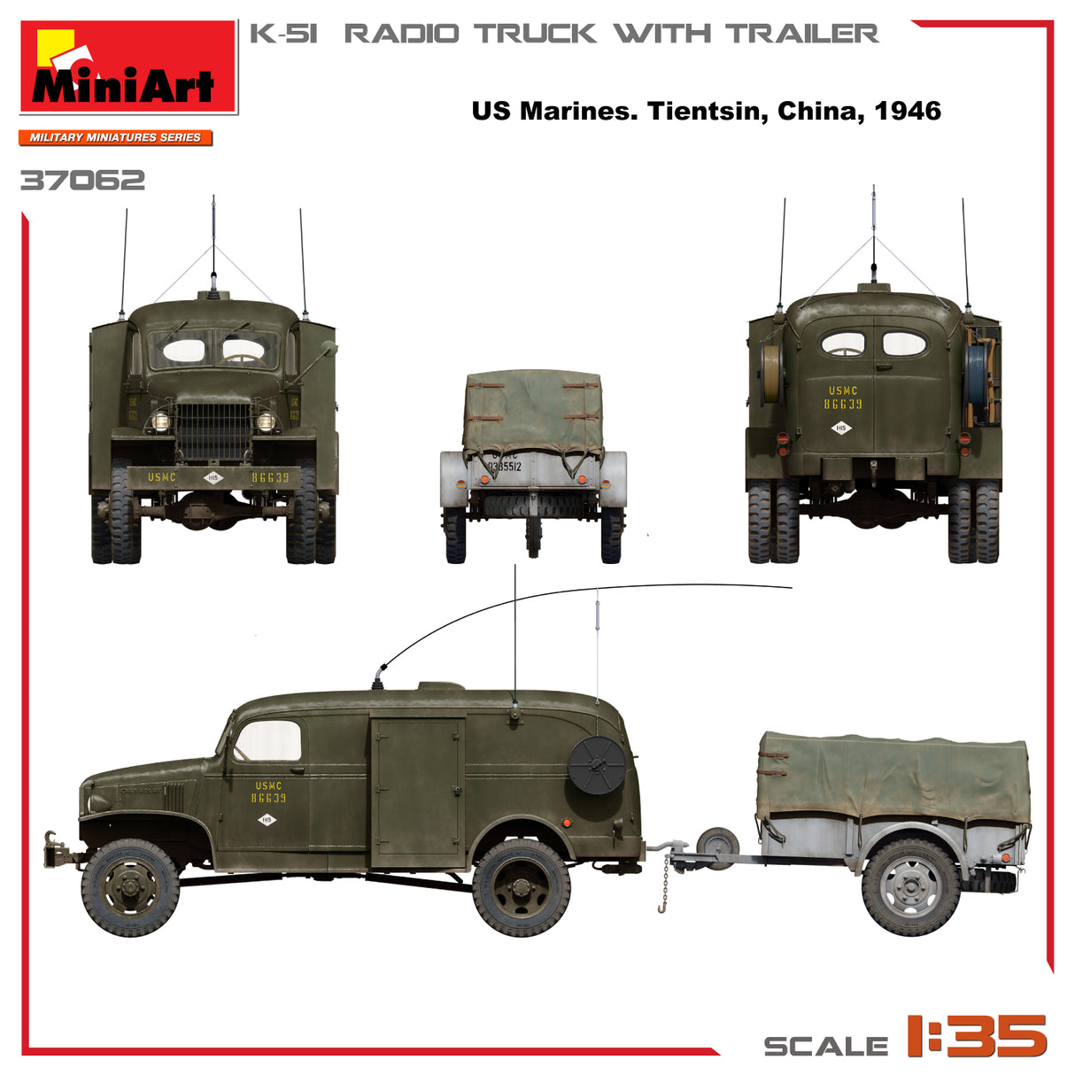 MiniArt 1/35 K-51 Radio Truck with Trailer Kit - 37062