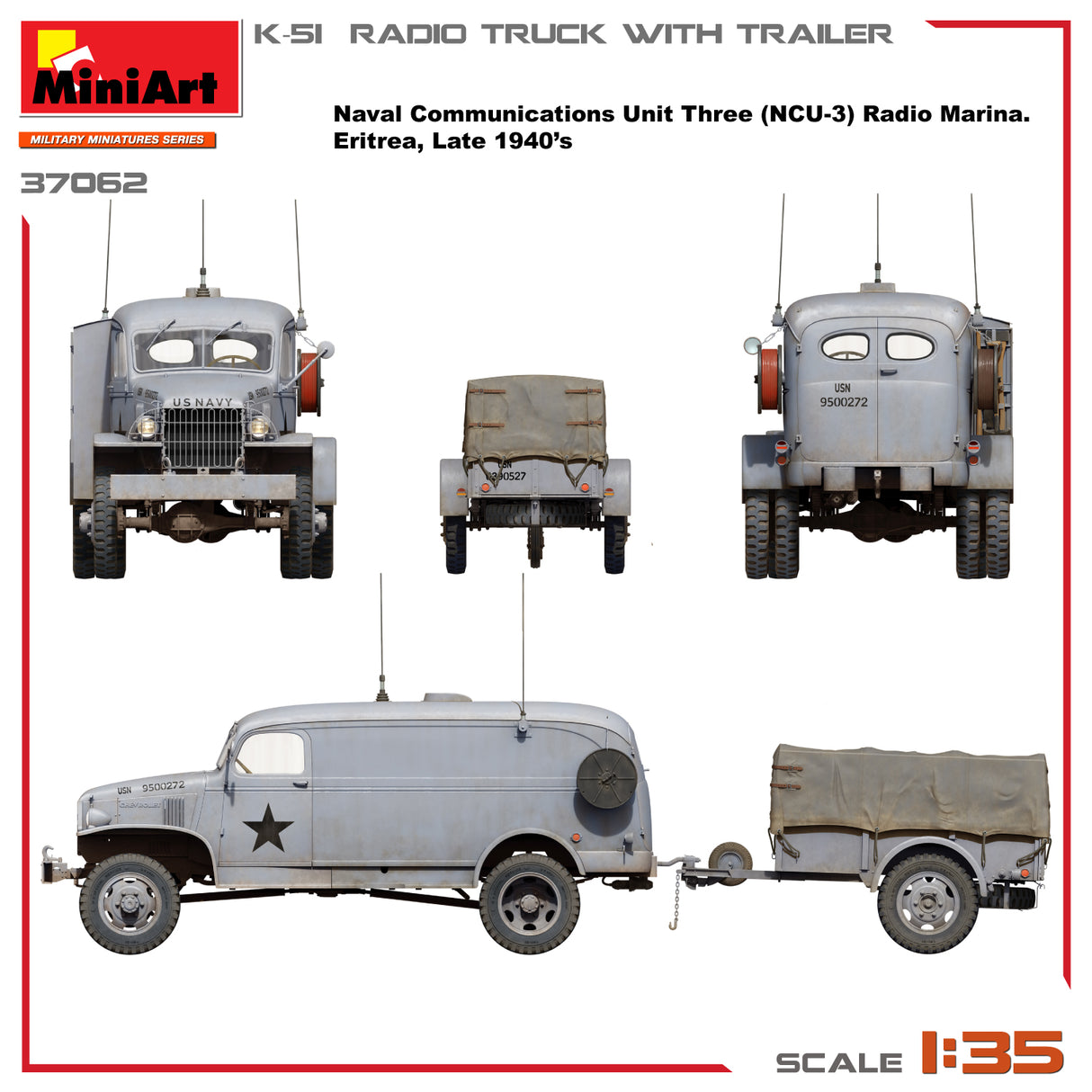 MiniArt 1/35 K-51 Radio Truck with Trailer Kit - 37062