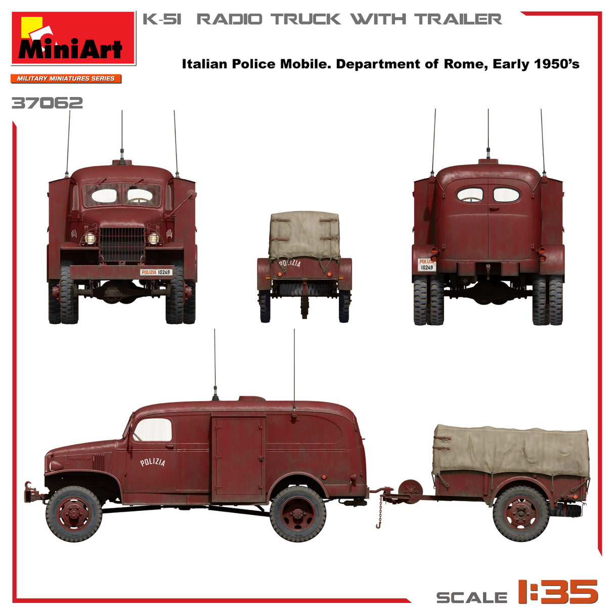 MiniArt 1/35 K-51 Radio Truck with Trailer Kit - 37062