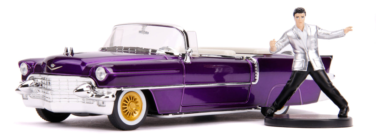 Jada Die Cast Collectables - 1:24 Hollywood Rides Elvis Purple 1956 Purple Cadillac with Figure