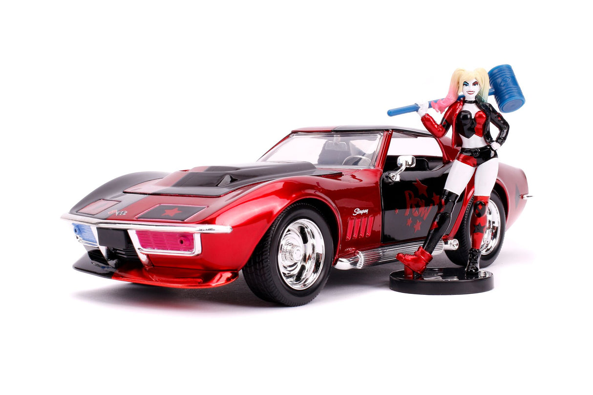 Jada Die Cast Collectables - 1:24 Hollywood Rides Corvette with Harley Quinn Figure