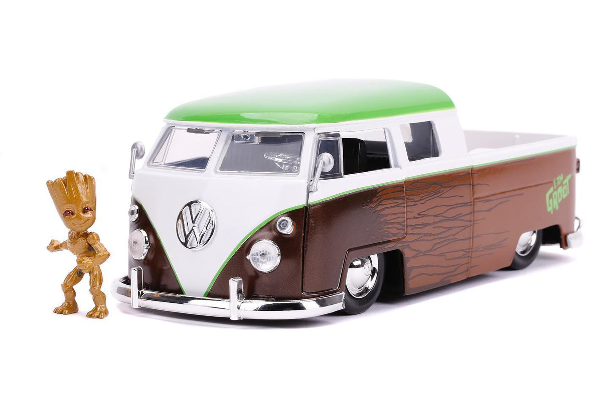 Jada Die Cast Collectables - 1:24 Hollywood Rides VW Bus with Groot Figure
