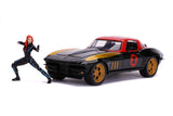 Jada Die Cast Collectables - 1:24 Hollywood Rides 1966 Chevy Corvette with Black Widow Figure