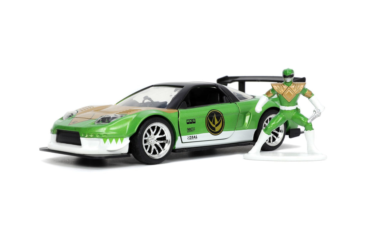 Jada Die Cast Collectables - 1:32 Hollywood Rides 2002 Honda NSX with Green Power Ranger Figure