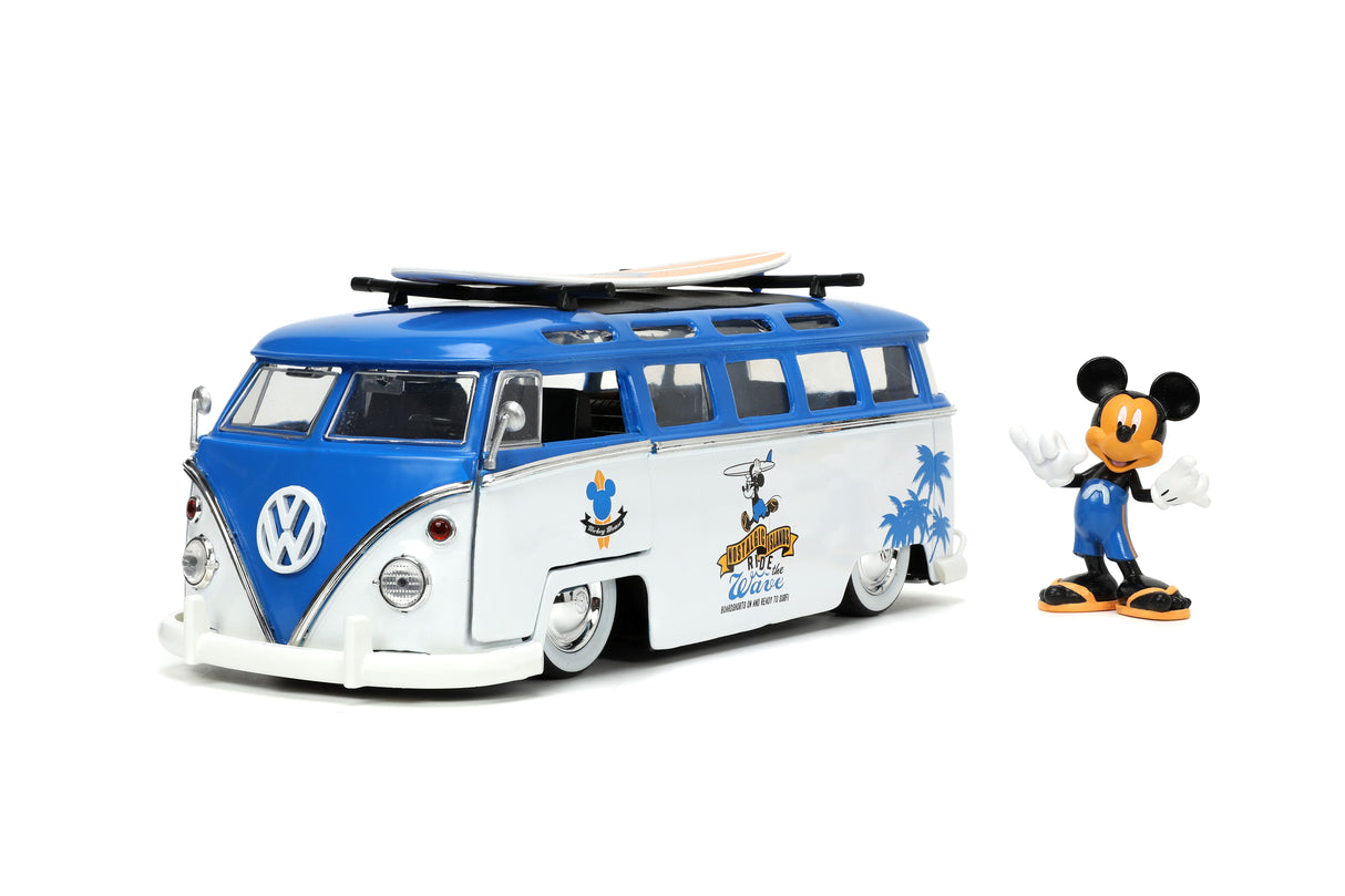 Jada Die Cast Collectables - 1:24 Hollywood Rides VW Bus and Mickey Mouse Figure