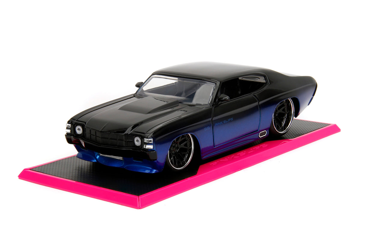 Jada Die Cast Collectables - 1:24 Pink Slips 1971 Chevrolet Chevelle SS - Candy Blue and Glossy Black