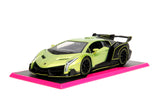 Jada Die Cast Collectables - 1:24 Pink Slips Lamborghini Veneno - Candy Green and Black