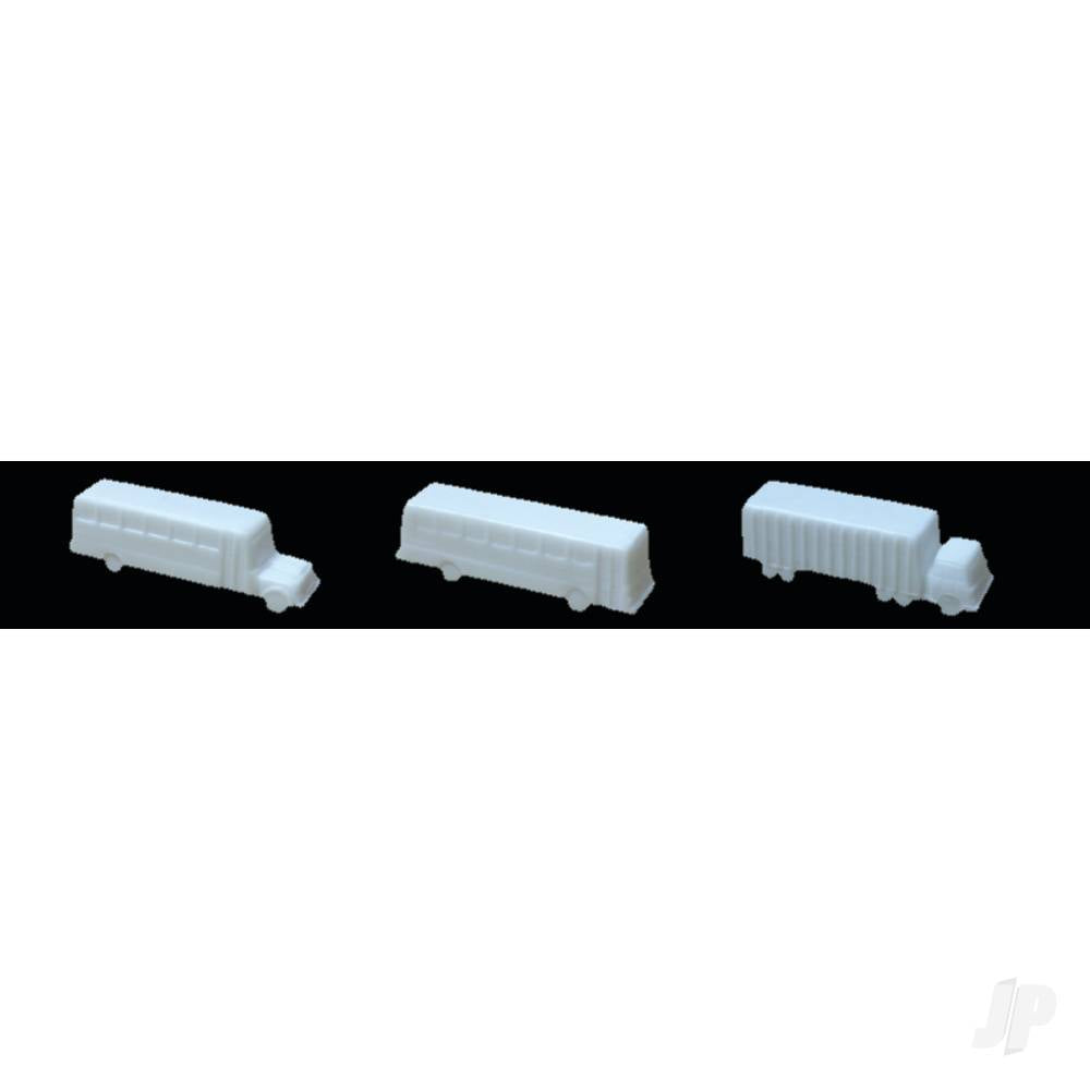 Buses & Truck 1/8in=1-0in 1:100 White (3 per pack)