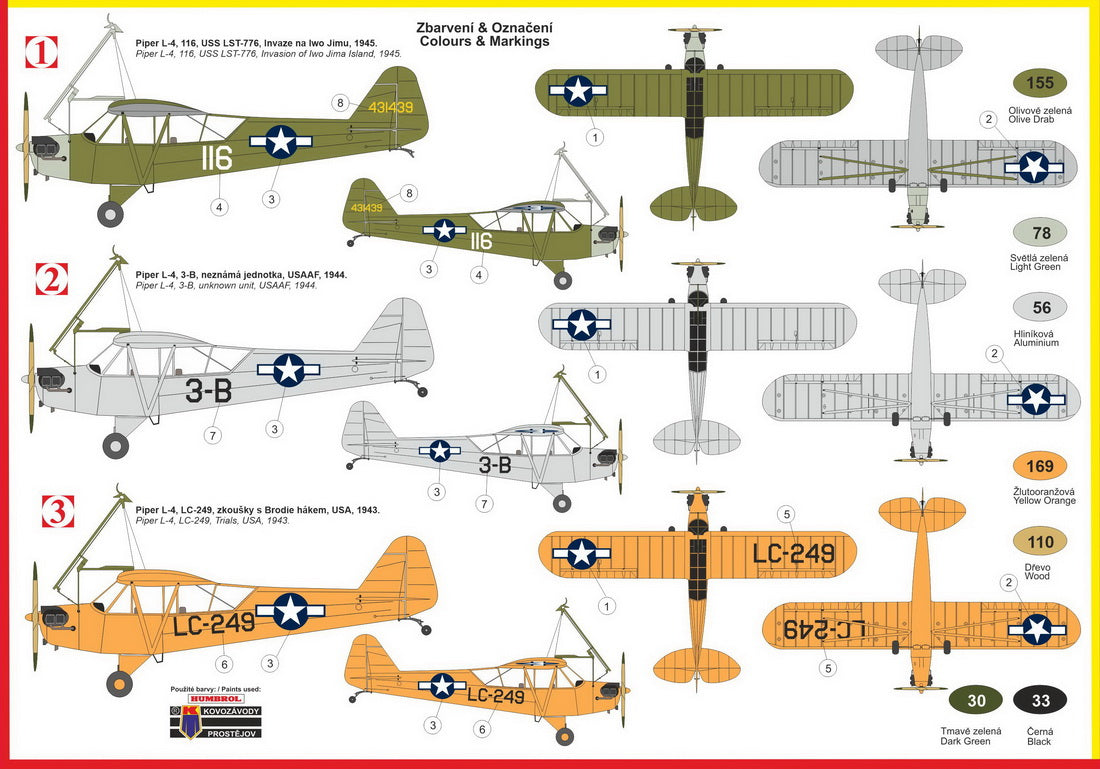 Kovozavody Prostejov 1/72 Piper L-4 Grasshopper with Brodie Hook KPM72191