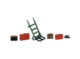 Porters Trolley & Luggage (cast white metal)