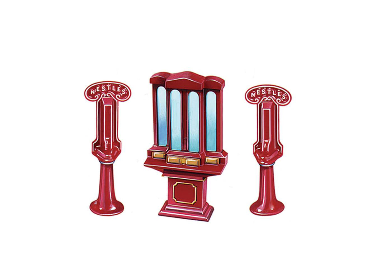 Sweet Machine & Chocolate Machine (cast white metal)
