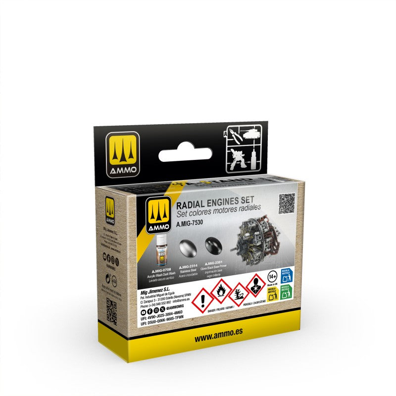 MIG7530 A-STAND Radial Engines Set - Pack of 3 paints
