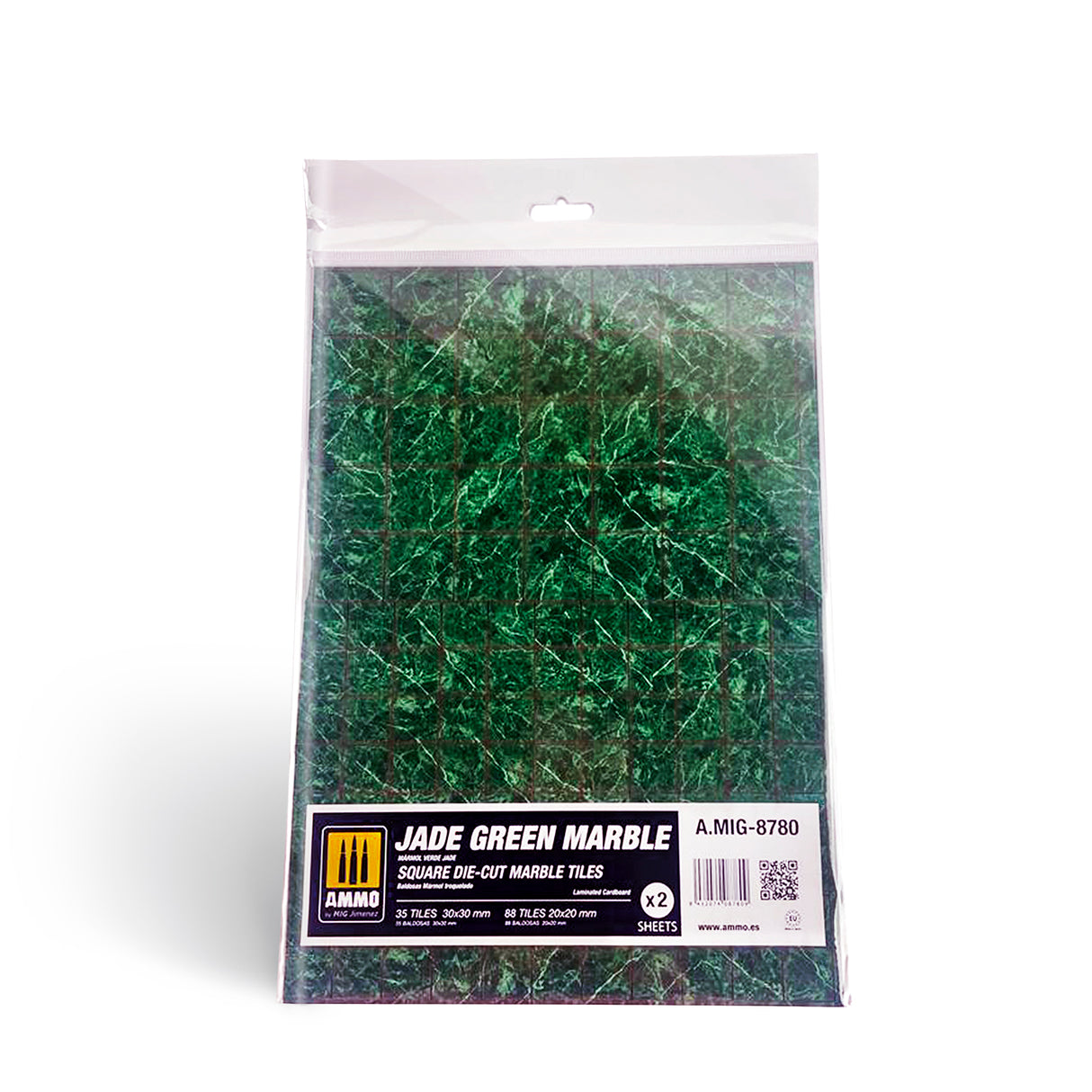 Jade Green Marble. Square die-cut marble tiles