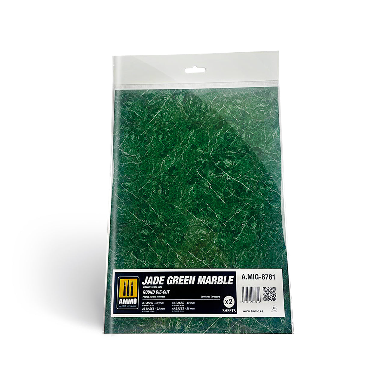 Jade Green Marble. Round die-cut for Bases for Wargames