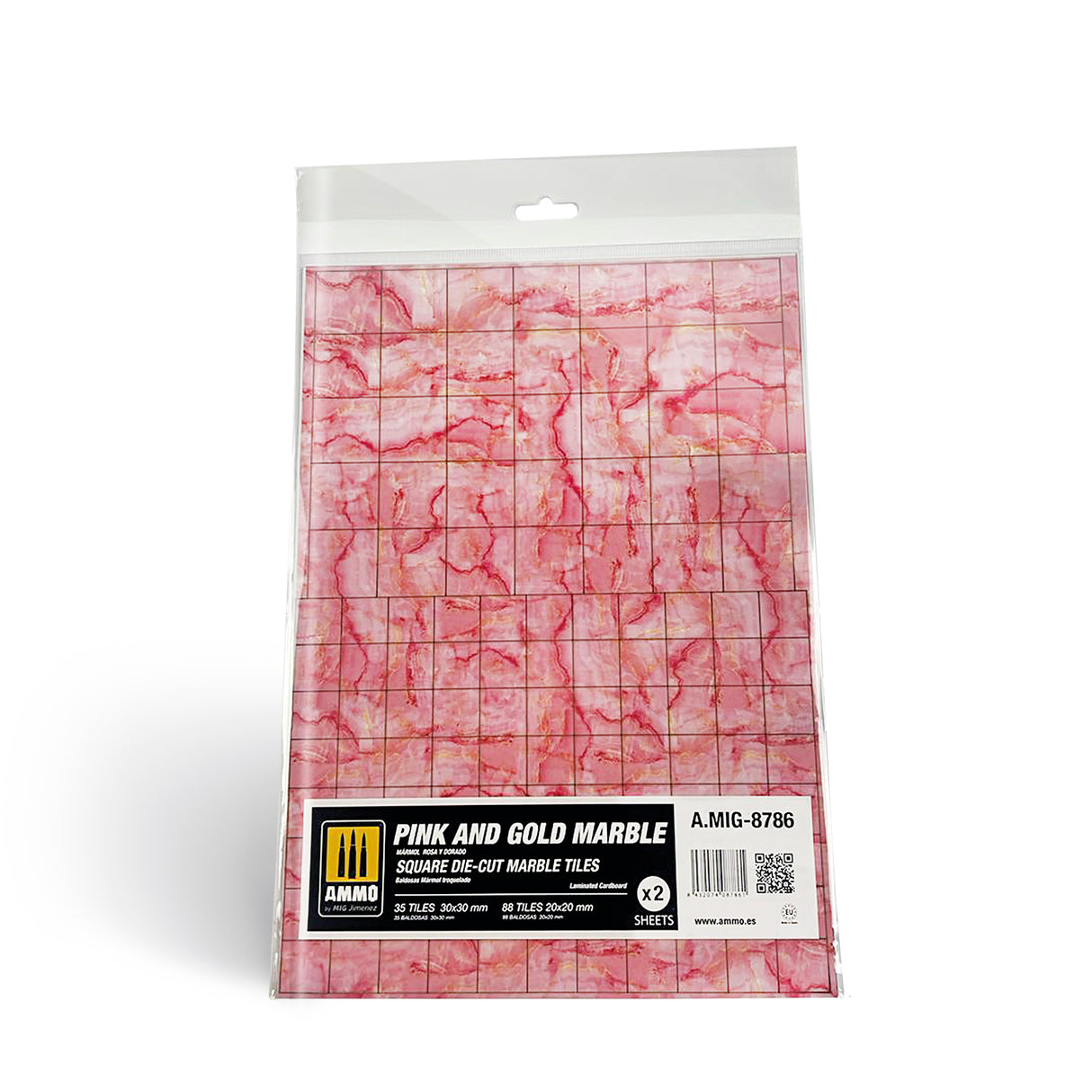 Pink and Gold Marble. Square die-cut marble tiles
