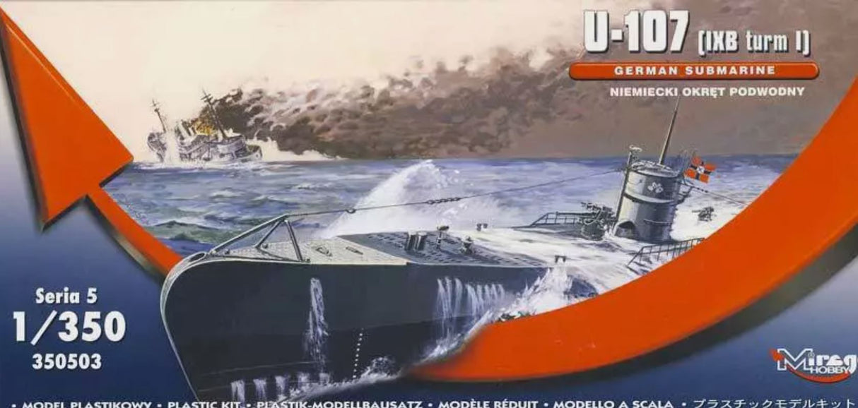 Mirage Hobby 1/350 U-107 (IXB turm I) Submarine Kit 350503