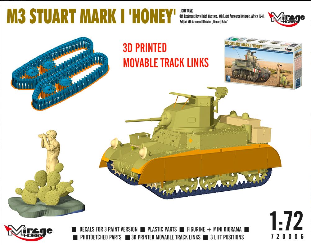Mirage Hobby 1/72 M3 Stuart Mark I Honey Kit 720006