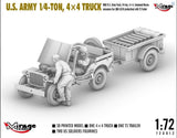 Mirage Hobby 1/72 US Army 1/4 Ton - 4x4 Truck kit with Trailer 720012