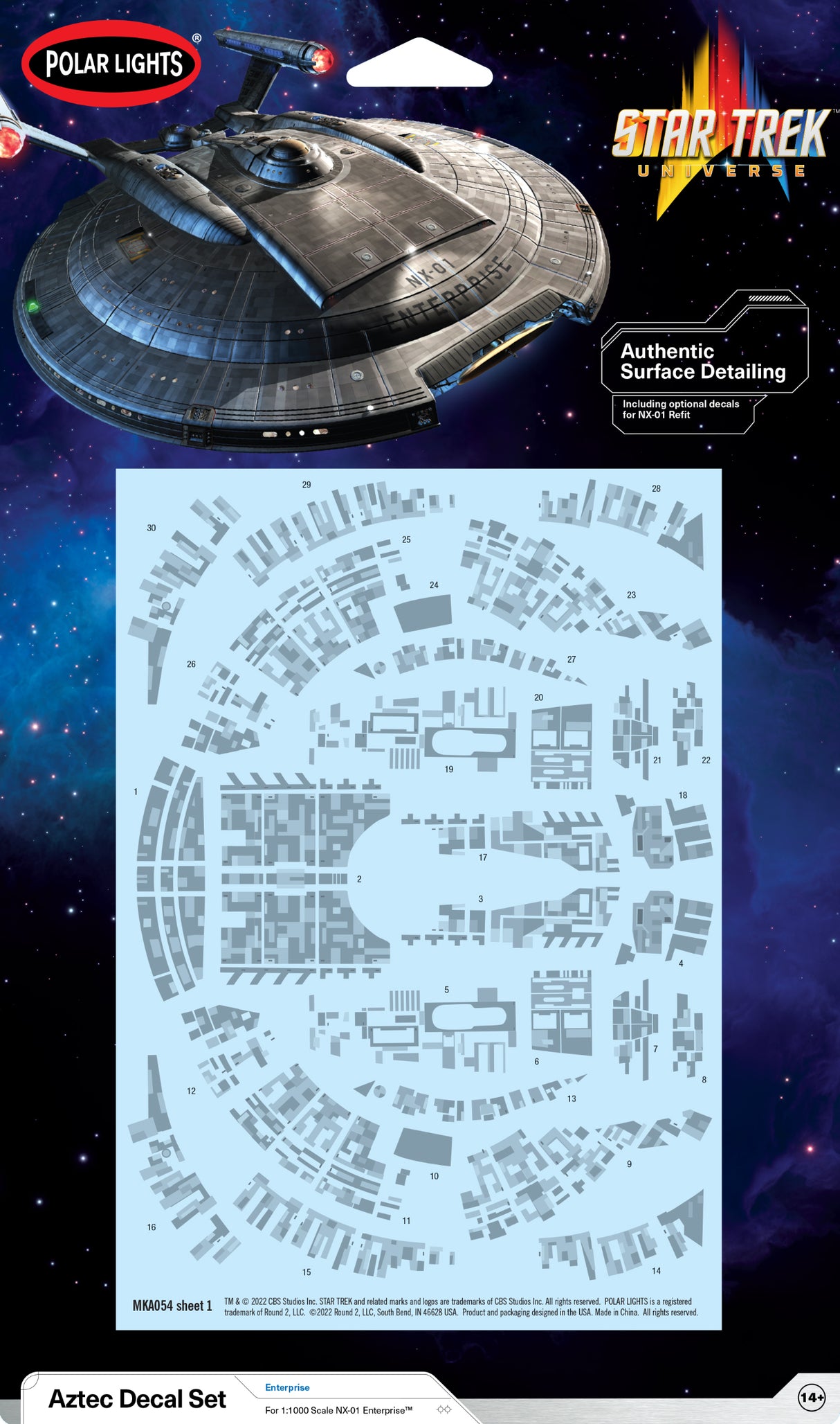 Polar Lights Model Kits - Star Trek NX-01 U.S.S. Enterprise Aztec Decals