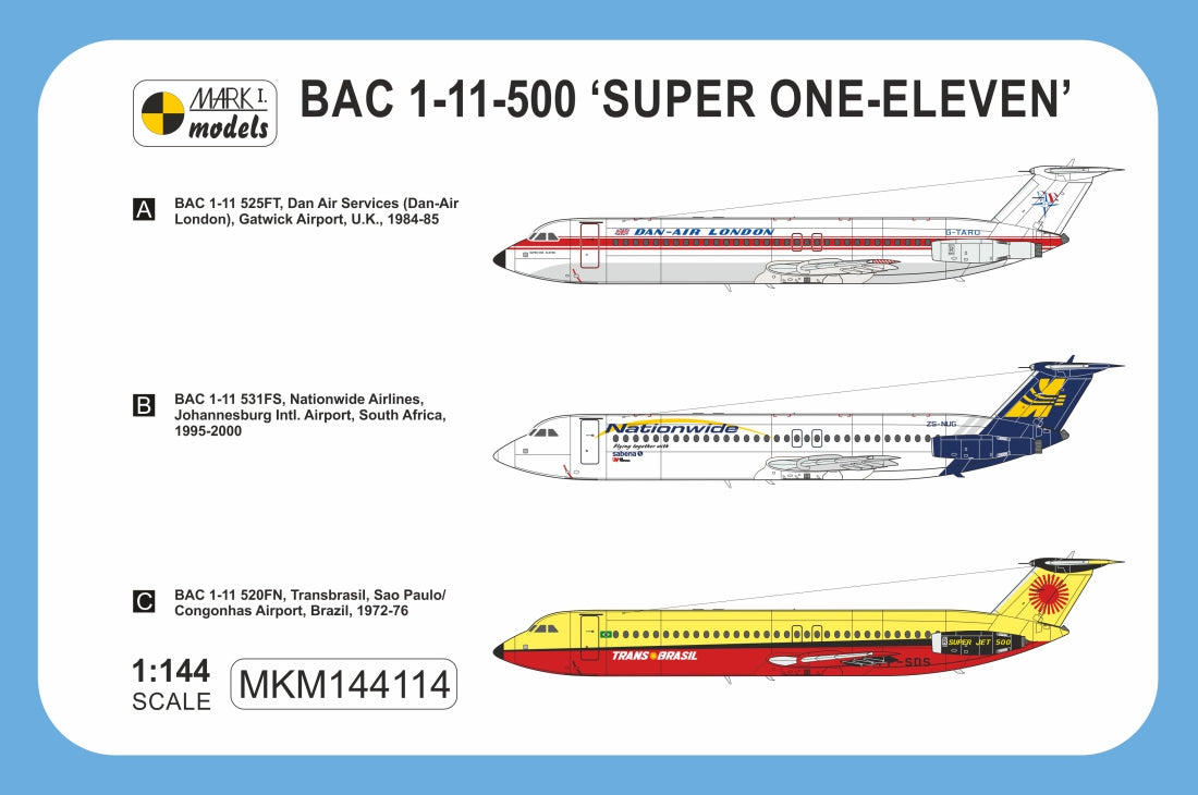 Mark I Models 1:144 BAC 1-11-500 Super one-Eleven kit MKM144114