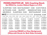 MM4412 Fifty ex LMS Coaches  ‘M’ Prefixes & Suffixes. Cream