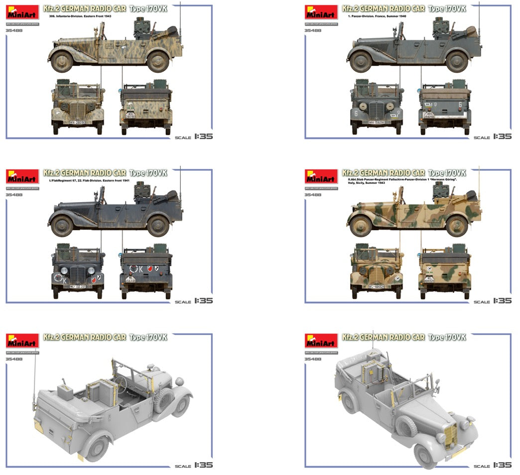 Miniart 1:35 Kfz.2 GERMAN RADIO CAR TYPE 170VK Kit 35488