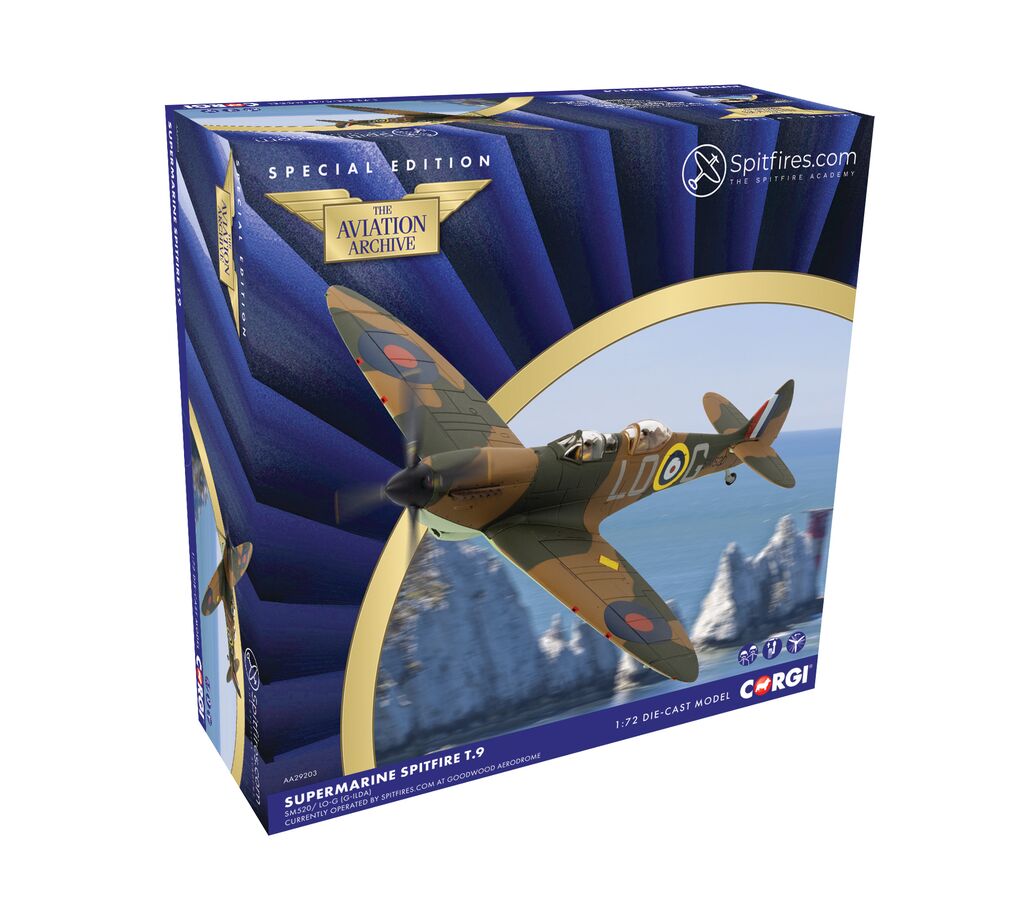 Corgi Supermarine Spitfire T9 SM520/ LO-G (G-ILDA) Presented as Spitfire Mk.I X4382 LO-G RAF No.602 Sqn Aircraft operated by Spitfires.com Goodwood Aerodrome 1:72 AA29203