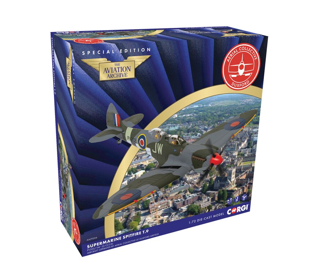 Corgi Supermarine Spitfire T9 PV202/JW (G-CCCA) Presented as Spitfire MK.IX ML365/JW135 Wing 2nd Tactical Air Force Aircraft operated by Aerial Collective Duxford Airfield 1:72 AA29204