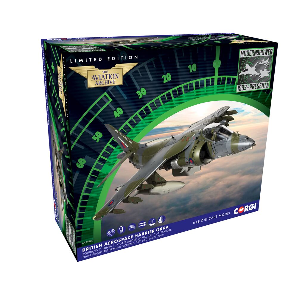 Corgi BAe Harrier GR9A ZG506/P77 Ninja 1  Cottesmore Wing  RAF Cottesmore Final Flight Retirement scheme December 15 2010  1:48 AA29302