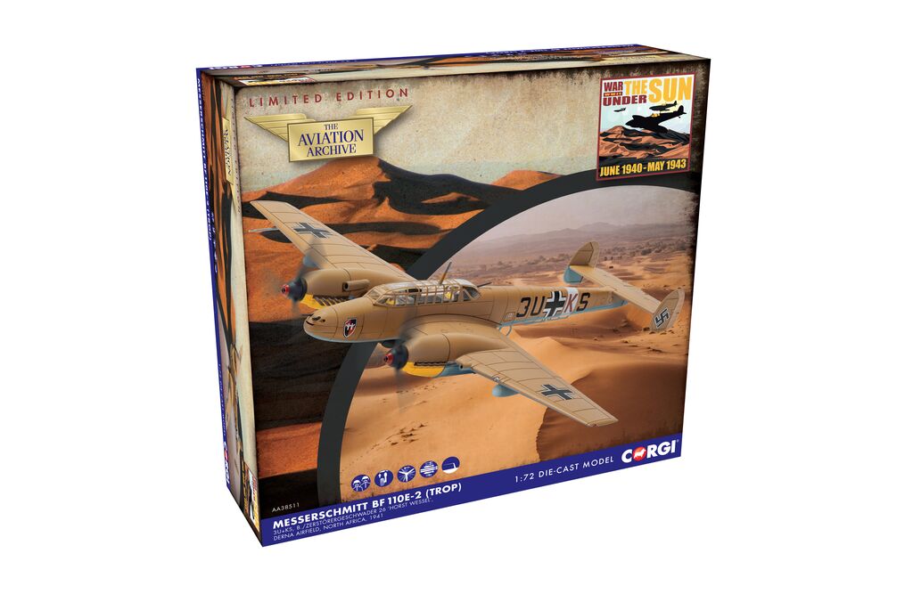 Corgi Messerschmitt Bf 110E-2 (Trop) 3U+KS 8./ZG 26 Derna North Africa 1942 1:72 AA38511