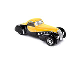 Norev Die Cast Collectables - 1:43 1937 Peugeot 302 Darl Mat Coupe - Black and Yellow