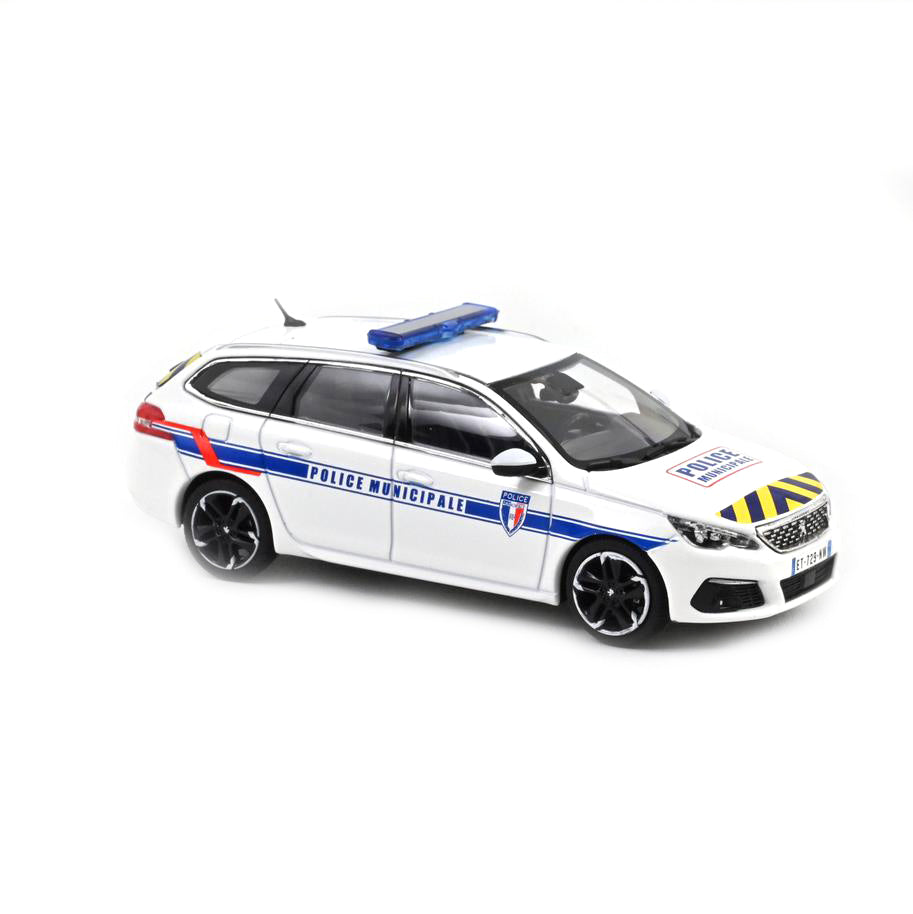 Norev Die Cast Collectables - 1:43 2018 Peugeot 308 SW Police Municipale Blue and Yellow Striping