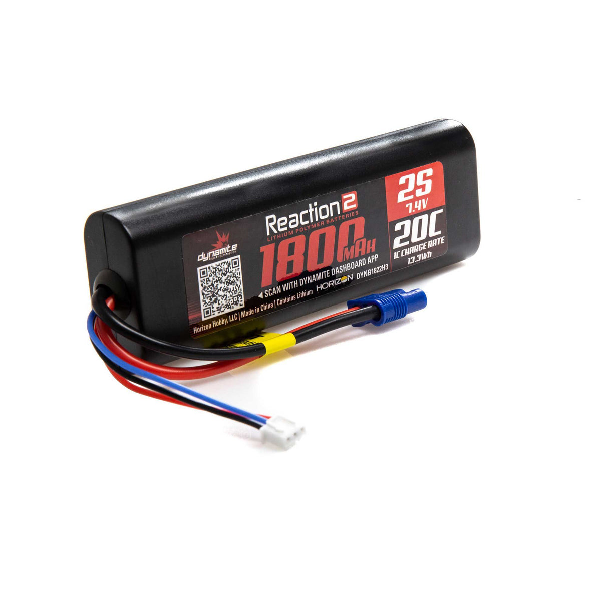 Reaction2 7.4V 1800mAh 2S 20C LiPo Hardcase EC3