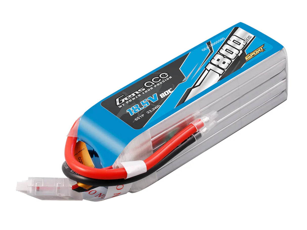 GENSACE Li-Po Sport 5S 18.5V 1800mAh 80C with No Plug