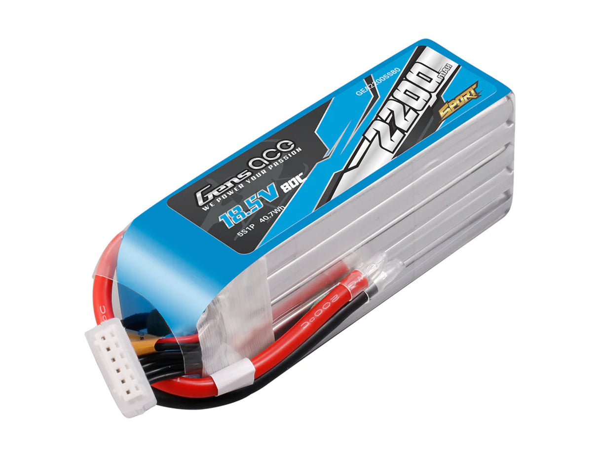 GENSACE Li-Po Sport 5S 18.5V 2200mAh 80C with No Plug