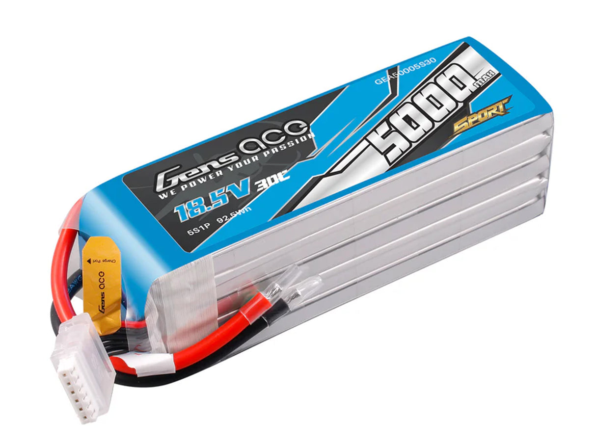 GENSACE Li-Po Sport 5S 18.5V 5000mAh 30C with No Plug