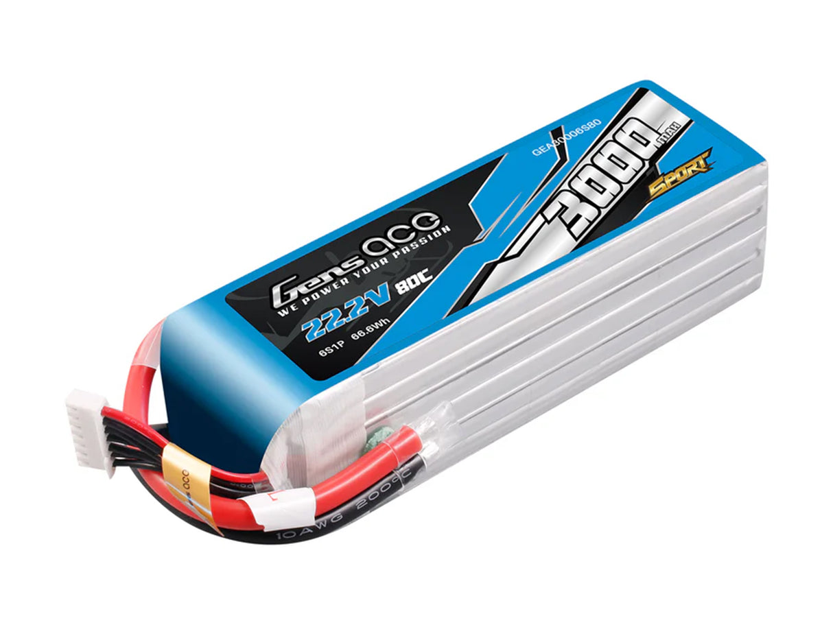 GENSACE Li-Po Sport 6S 22.2V 3000mAh 80C with No Plug