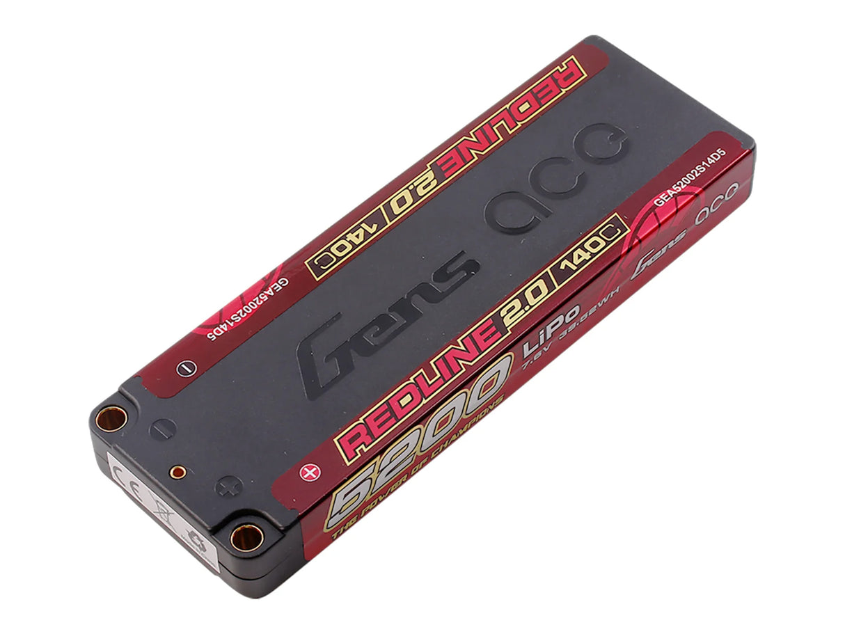 GENSACE Li-Po HV Car Hard Case 2S1P 7.6V 5200mAh 140C RL2 with 5mm