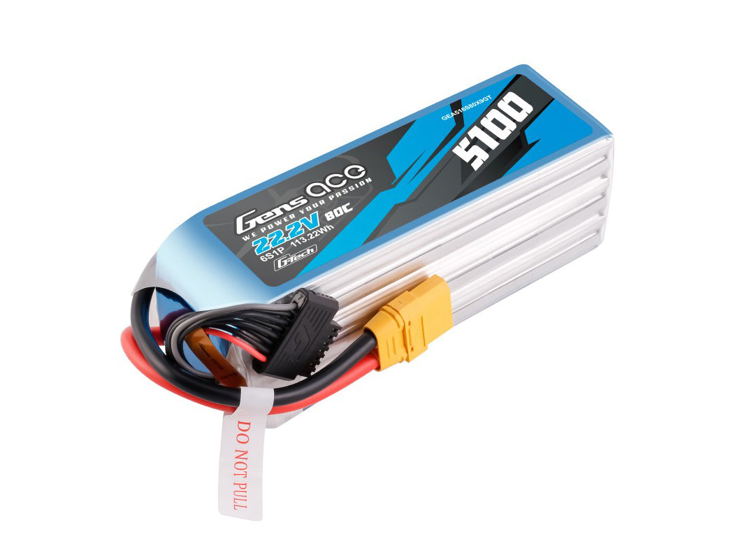 Li-Po G-Tech 6S 22.2V 5100mAh 80C with XT90