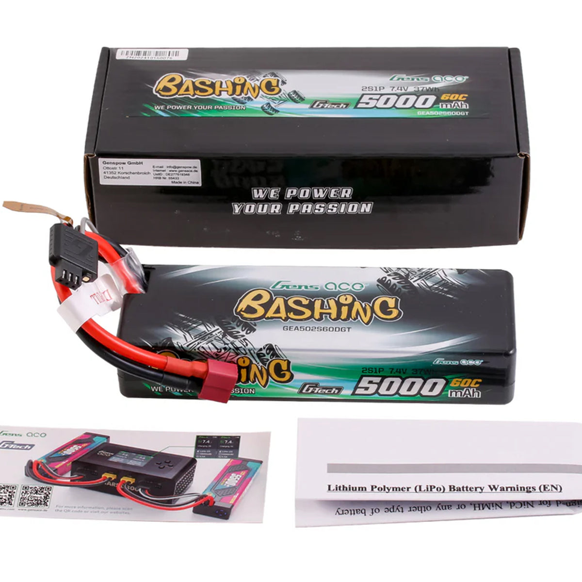 GENSACE Li-Po G-Tech Car Hard Case 2S 7.4V 5000mAh 60C with T-Type ...