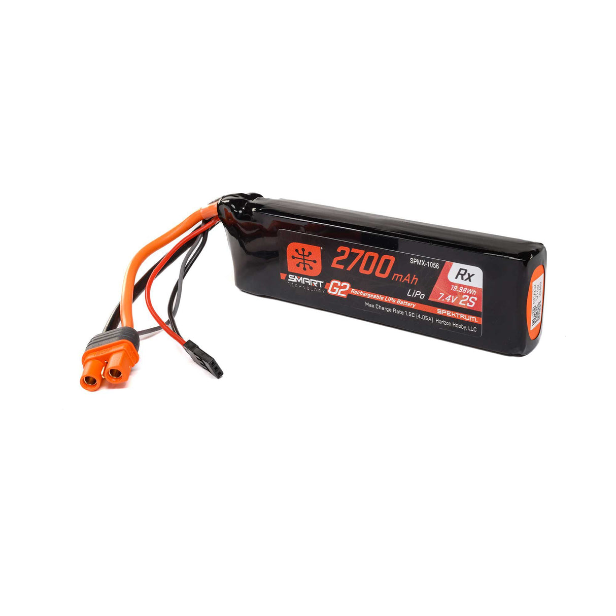 7.4V 2700mAh 2S 15C Smart G2 Receiver LiPo Battery: IC3