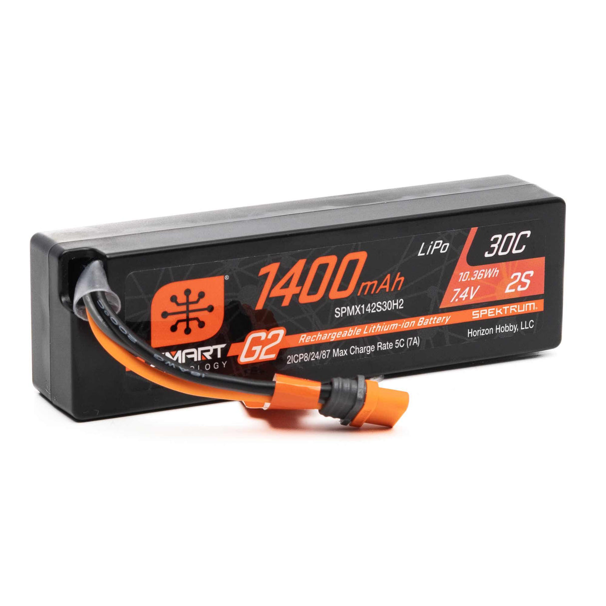 Spektrum  7.4V 1400mAh 2S 30C Smart G2 LiPo Battery: IC2 Connector for Granite Grom - SECOND HAND